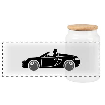 Car Sports Car Convertible - Panoramic Cookie Jar with Wooden Lid - white - Front