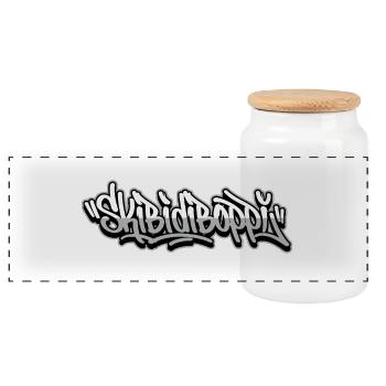 Scripts de graffiti Skibidiboppi - Boîte à biscuits avec couvercle en bois - blanc - Devant