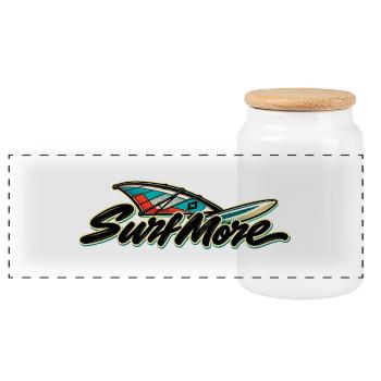 Surf More – Wind Classic - Panorama Keksdose mit Holzdeckel - Weiß - Vorne