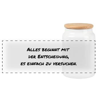 Saying Motivation - Panoramic Cookie Jar with Wooden Lid - white - Front
