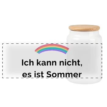 Regenbogen ich kann nicht, es ist sommer - Panorama Keksdose mit Holzdeckel - Weiß - Vorne