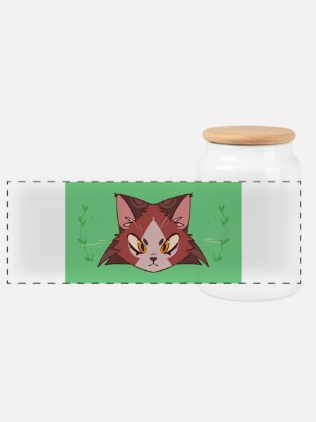 Cat design - Panorama Keksdose mit Holzdeckel - Weiß