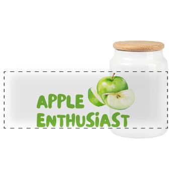 Apfel Enthusiast – Grüner Stil - Panorama Keksdose mit Holzdeckel - Weiß - Vorne