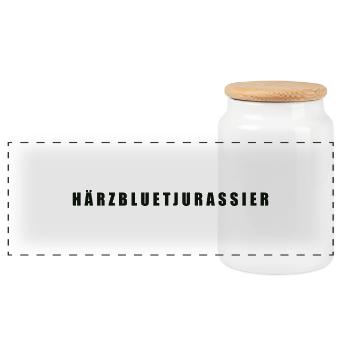 Härzbluetjurassier Kanton Jura - Panorama Keksdose mit Holzdeckel - Weiß - Vorne