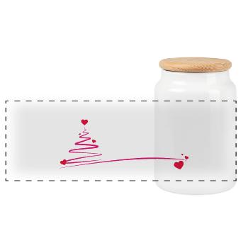 arbre de Noël avec le coeur - Boîte à biscuits avec couvercle en bois - blanc - Devant