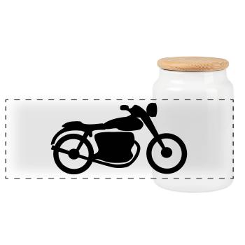 moto - Boîte à biscuits avec couvercle en bois - blanc - Devant