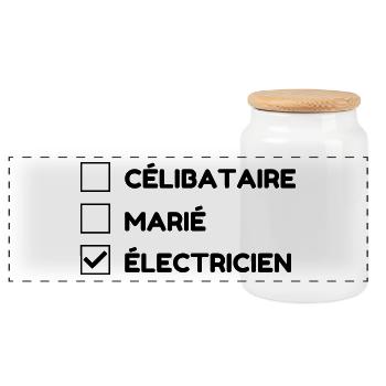 électricien / électricité / energie / bricolage - Boîte à biscuits avec couvercle en bois - blanc - Devant