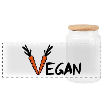Vegan - Boîte à biscuits avec couvercle en bois - blanc - Devant