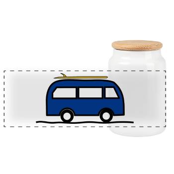 VAN. SURF. VIVE LES VACANCES. VACANCES. - Boîte à biscuits avec couvercle en bois - blanc - Devant