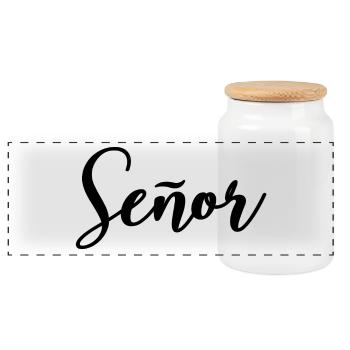 Señor Engagement Groom To Be Wedding Party - Panoramic Cookie Jar with Wooden Lid - white - Front