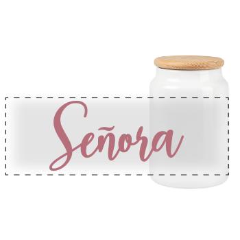 Señora Engagement Bride To Be Wedding Party - Panoramic Cookie Jar with Wooden Lid - white - Front