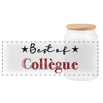 COLLEGUE. TRAVAIL. RETRAITE. MANAGER. CHEF. PATRON - Boîte à biscuits avec couvercle en bois - blanc - Devant