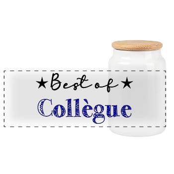 COLLEGUE. TRAVAIL. RETRAITE. MANAGER. CHEF. PATRON - Boîte à biscuits avec couvercle en bois - blanc - Devant