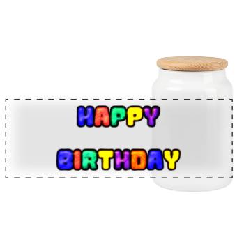 ALLES GUTE ZUM GEBURTSTAG. ALLES GUTE ZUM GEBURTSTAG. JAHRESTAG. - Panorama Keksdose mit Holzdeckel - Weiß - Vorne