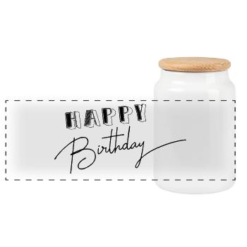 ALLES GUTE ZUM GEBURTSTAG. ALLES GUTE ZUM GEBURTSTAG. JAHRESTAG. - Panorama Keksdose mit Holzdeckel - Weiß - Vorne