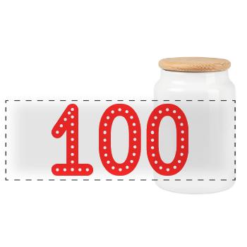100. 100 JAHRE. 100-JÄHRIGES JUBILÄUM. 100. GEBURTSTAG - Panorama Keksdose mit Holzdeckel - Weiß - Vorne