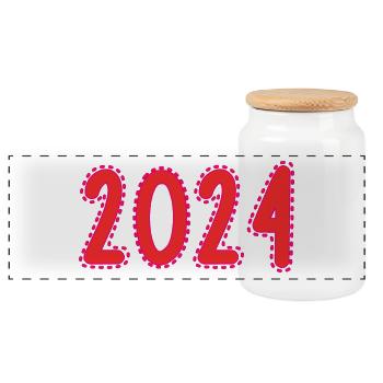 2024. JAHR. ALLES GUTE ZUM NEUEN JAHR. SILVESTER - Panorama Keksdose mit Holzdeckel - Weiß - Vorne