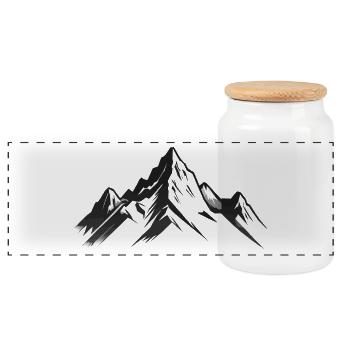 Mountain Range - Simple Hiking Sticker - Panorama Keksdose mit Holzdeckel - Weiß - Vorne