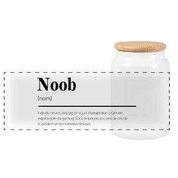 Définition humoristique du Noob' Gamer - Boîte à biscuits avec couvercle en bois - blanc - Devant