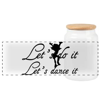 Let's dance it Geschenk - Panorama Keksdose mit Holzdeckel - Weiß - Vorne