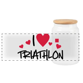 Triathlon - Panorama Keksdose mit Holzdeckel - Weiß - Vorne