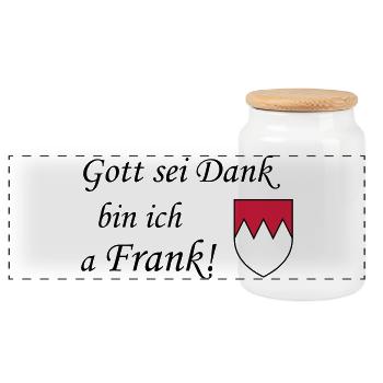 Gott sei dank Frank - Panorama Keksdose mit Holzdeckel - Weiß - Vorne