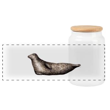 Gray seal - Gray seal - Phoque gray - Panoramic Cookie Jar with Wooden Lid - white - Front