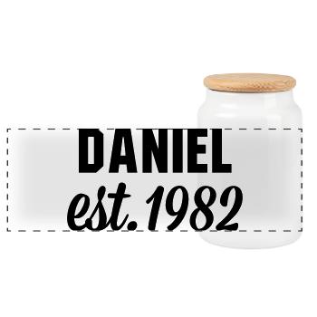 Daniel est 1982 - Panorama Keksdose mit Holzdeckel - Weiß - Vorne