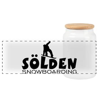 Sölden Snowboarding Snowboard Snowboarder - Panorama Keksdose mit Holzdeckel - Weiß - Vorne