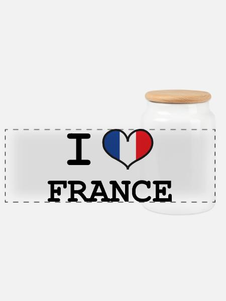 I Love France - Panorama Keksdose mit Holzdeckel - Weiß