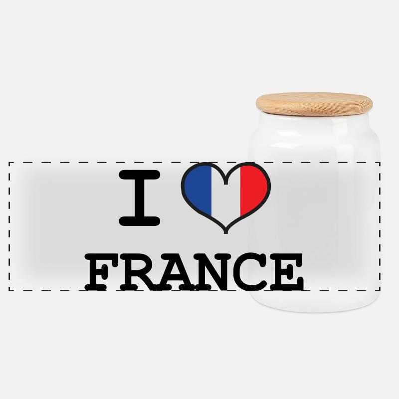I Love France - Panorama Keksdose mit Holzdeckel - Weiß
