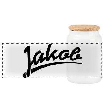 jakob | Jakob - Boîte à biscuits avec couvercle en bois - blanc - Devant