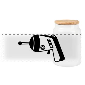 Phaser Pistole Weltall – Geek & Sci-Fi T-Shirt - Panorama Keksdose mit Holzdeckel - Weiß - Vorne