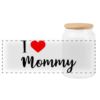 j'aime maman - Boîte à biscuits avec couvercle en bois - blanc - Devant