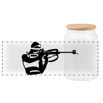Biathlon - Panoramic Cookie Jar with Wooden Lid - white - Front