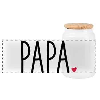 Dad Heart - Gift Father's Day Family Child Love - Panoramic Cookie Jar with Wooden Lid - white - Front