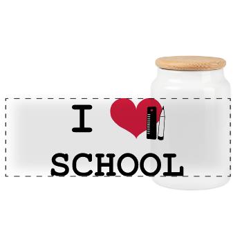 I Love School - Panoramic Cookie Jar with Wooden Lid - white - Front