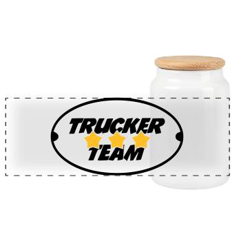 Trucker Team - Panorama Keksdose mit Holzdeckel - Weiß - Vorne