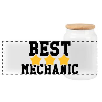 Best Mechanic - Boîte à biscuits avec couvercle en bois - blanc - Devant