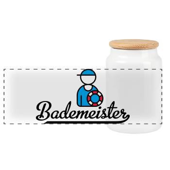 Lustige Geschenke für Bademeister - Panorama Keksdose mit Holzdeckel - Weiß - Vorne
