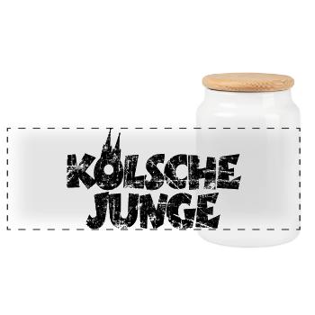 Kölsche Junge (Vintage) Kölner Jungs aus Köln - Panorama Keksdose mit Holzdeckel - Weiß - Vorne