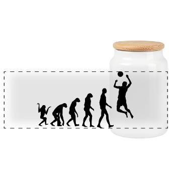Volleyball - Volley Ball - Sport - Sportsman - Panoramic Cookie Jar with Wooden Lid - white - Front