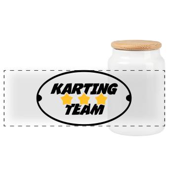 Karting / Kart / Go-Kart / Sport / Driver - Panoramic Cookie Jar with Wooden Lid - white - Front