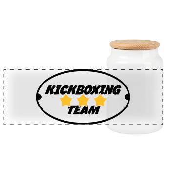 Kickboxen / Kickboxing / Kickboxer / Kick Boxing - Panorama Keksdose mit Holzdeckel - Weiß - Vorne