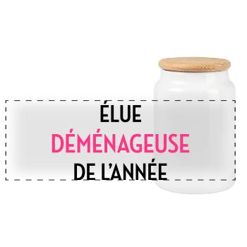 Mover Frachtführer Déménageur Déménagement - Panoramic Cookie Jar with Wooden Lid - white - Front
