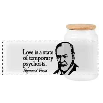 Love is just a temporary psychosis - Sigmund Freud - Boîte à biscuits avec couvercle en bois - blanc - Devant