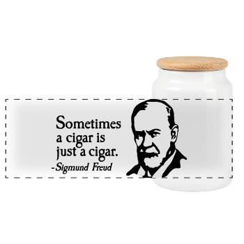 Sometimes a cigar is just a cigar Sigmund Freud - Boîte à biscuits avec couvercle en bois - blanc - Devant