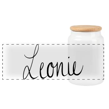 Leonie - Panoramic Cookie Jar with Wooden Lid - white - Front