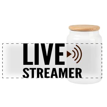 Streamer Live-Streamer - Panorama Keksdose mit Holzdeckel - Weiß - Vorne