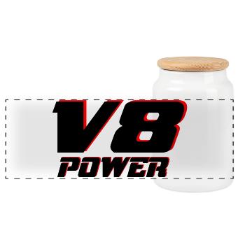 V8 - Panoramic Cookie Jar with Wooden Lid - white - Front